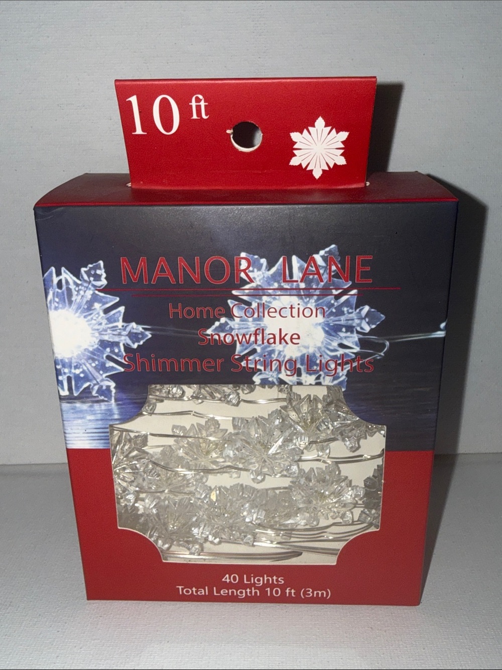 Snowflake Shimmer String Lights - Clear/White (10 ft)
